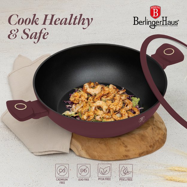Wok tipo puodas su dangčiu 30 cm Berlinger Haus BH-8035 Leonardo
