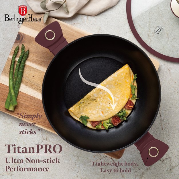 Wok tipo puodas su dangčiu 30 cm Berlinger Haus BH-8035 Leonardo