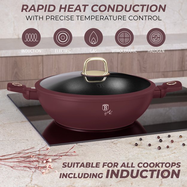 Wok tipo puodas su dangčiu 30 cm Berlinger Haus BH-8035 Leonardo