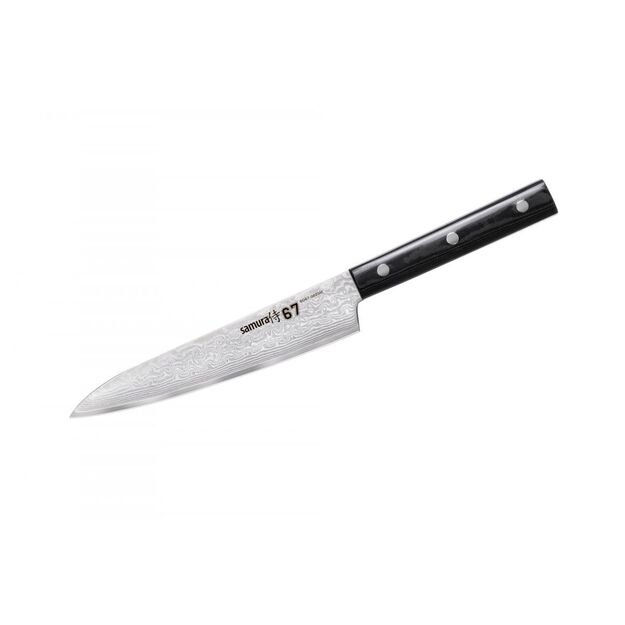 Samura DAMASCUS 67 virtuvinis peilis - 6.0 /150 mm, 67 sluoksniai aukščiausios kokybės japoniško plieno, skirtas tiksliam pjovimui ir kulinariniam meistriškumui.