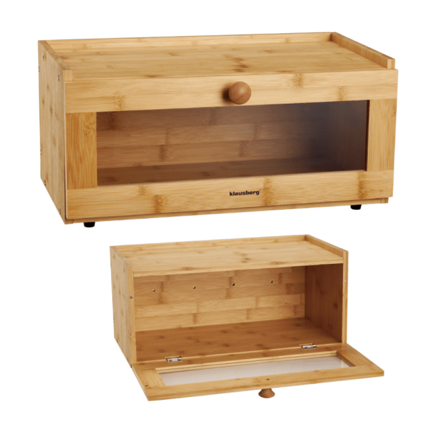 Bambukinė duonos dėžė su akriliniu priekiniu dangčiu Klausberg KB-7924 1