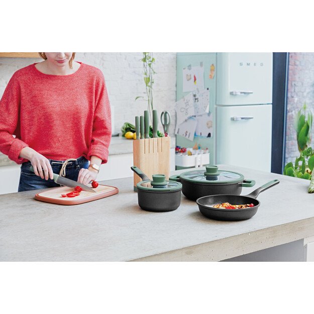 BergHOFF 6 dalių peilių blokas - Forest serija su įmontuotu galąstuvu ir mink&scaron;tomis rankenomis 