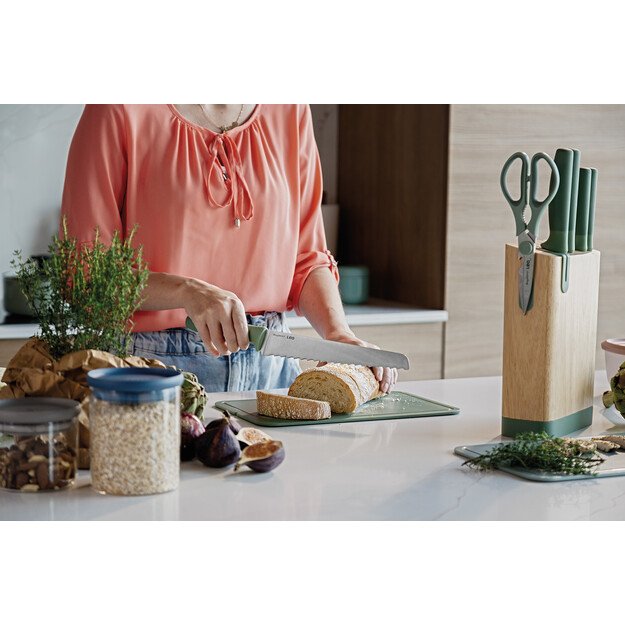 BergHOFF 6 dalių peilių blokas - Forest serija su įmontuotu galąstuvu ir mink&scaron;tomis rankenomis 