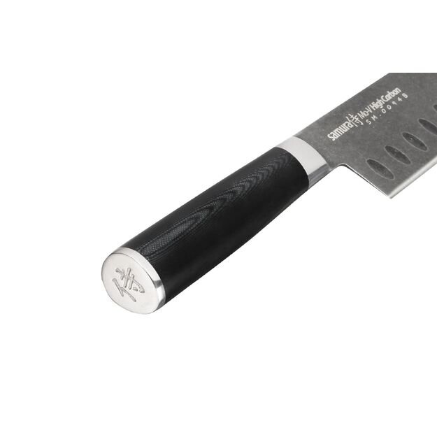 Samura MO-V 7  Stonewash Santoku Knife - Hollow Ground Japanese Steel Kitchen Knife for Precision Cutting and Culinary Excellence 