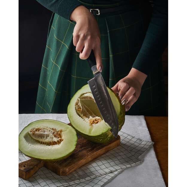 Samura DAMASCUS Santoku virtuvinis peilis 180 mm – profesionalus, damasko plieno, aštrus ir ergonomiškas 