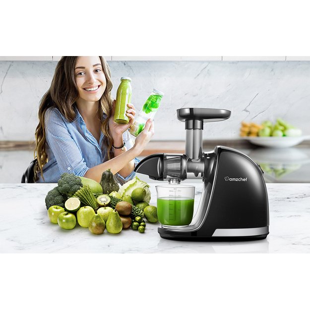 AMZCHEF lėtaeigė sulčiaspaudė 150 W, 80 RPM, juoda, 1501-BK-SM 6