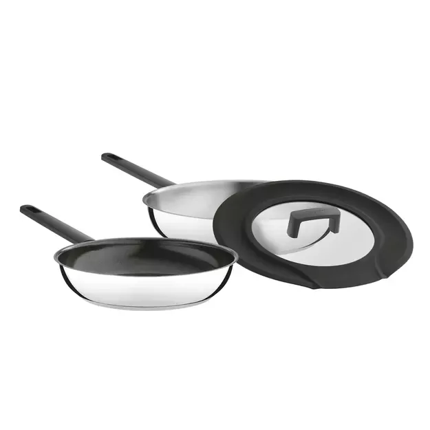 Berghoff „Uqonic Downdraft“ 3 dalių keptuvių rinkinys su universaliu dangčiu