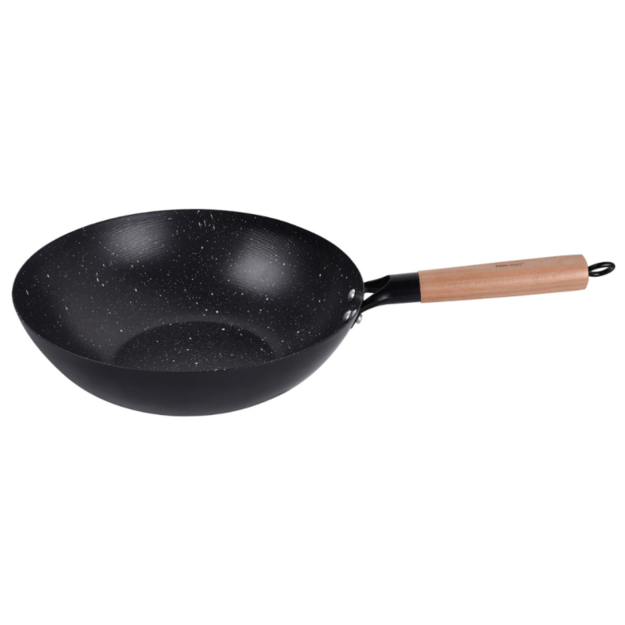 WOK keptuvė 30 cm iš anglinio plieno su medine rankena KINGHoff KH-1983 4