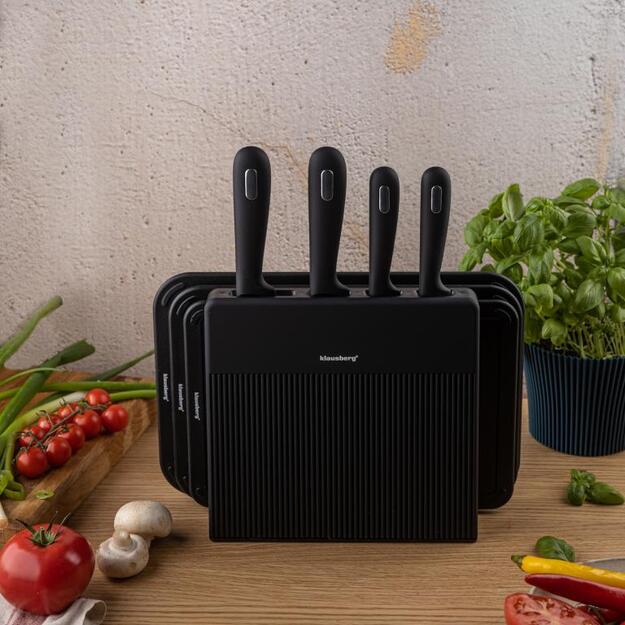 Peilių ir pjaustymo lentelių rinkinys su stovu 8 dalių Klausberg KB-7980 3