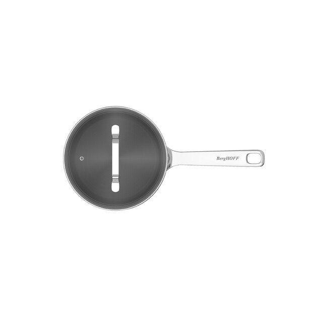 BergHOFF 16 cm puodelis su dangčiu - Helix perdirbtas plienas su stiklo dangčiu ir matavimo žymėmis 