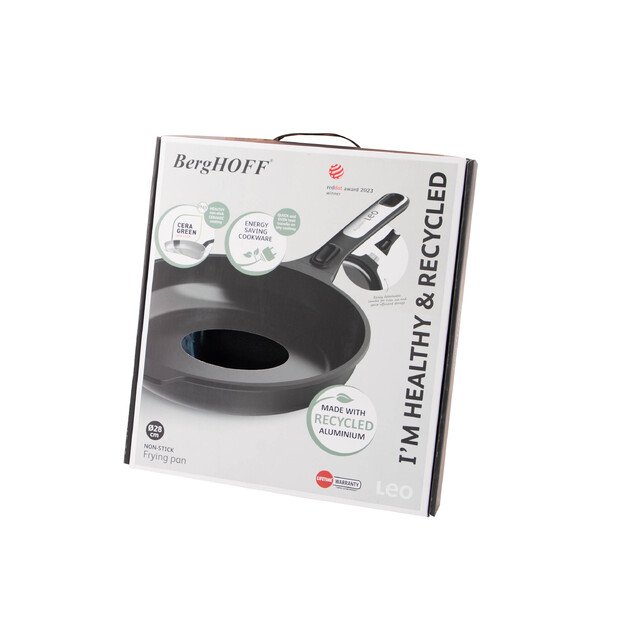 BergHOFF 28 cm keptuvė - Phantom serija, perdirbtas aliuminis su lengvu atlaisvinimu ir nuimama rankena 