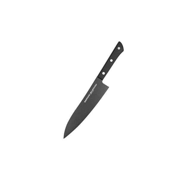Samura SHADOW Grand Santoku virtuvinis peilis 197 mm – juodas nelimpantis danga, profesionalus pjovimas 
