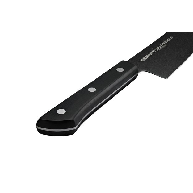 Samura SHADOW Grand Santoku virtuvinis peilis 197 mm – juodas nelimpantis danga, profesionalus pjovimas 