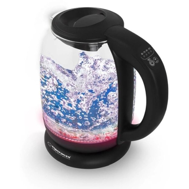 Elektrinis virdulys Esperanza Loire EKK027, 1.7L, su temperatūros reguliavimu, stiklinis, juodas