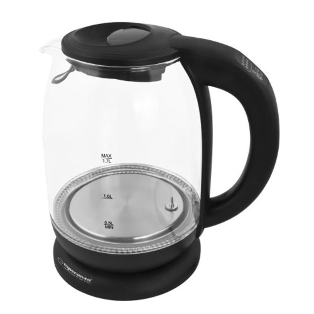 Elektrinis virdulys Esperanza Loire EKK027, 1.7L, su temperatūros reguliavimu, stiklinis, juodas 1