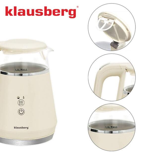 Elektrinis virdulys Klausberg KB-7893, 1L, stiklinis, su LED valdymo skydeliu 10