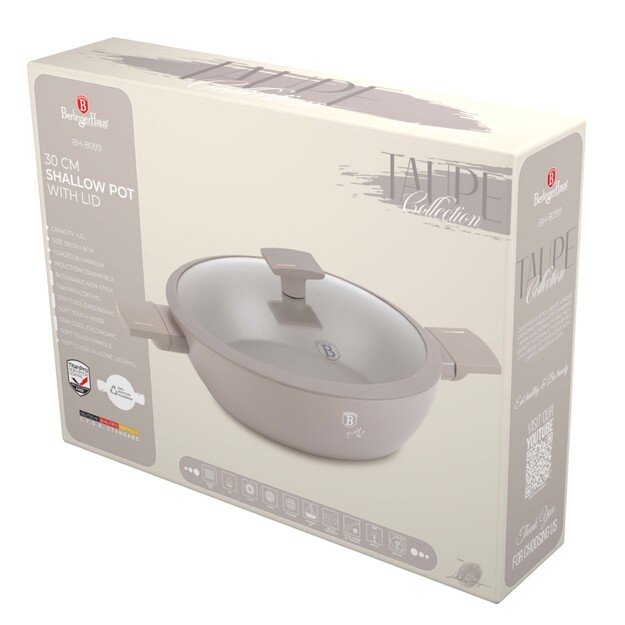 Žemas puodas su dangčiu 30 cm Berlinger Haus Taupe BH-8099