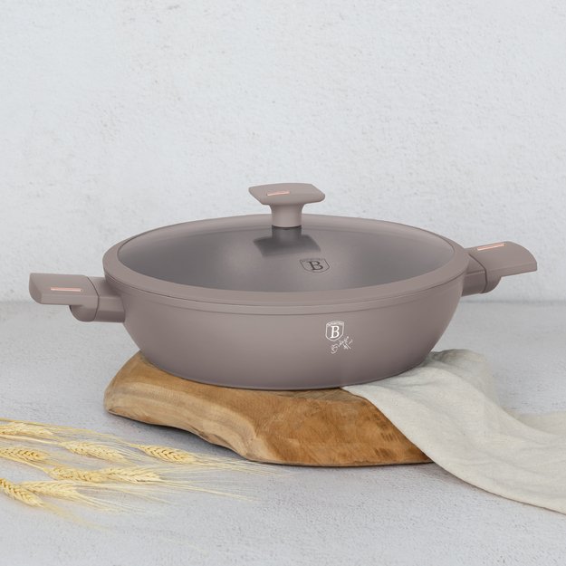 Žemas puodas su dangčiu 30 cm Berlinger Haus Taupe BH-8099