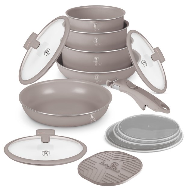Puodų ir keptuvių rinkinys 12 dalių Berlinger Haus BH-8251 Taupe