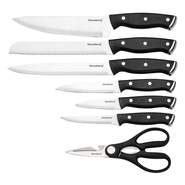 Peilių rinkinys 13 dalių su stovu ir galąstuvu Klausberg KB-7985 5