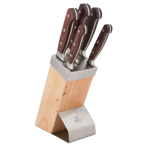 Peilių rinkinys 6 dalių su mediniu stovu KINGHoff KH-3463