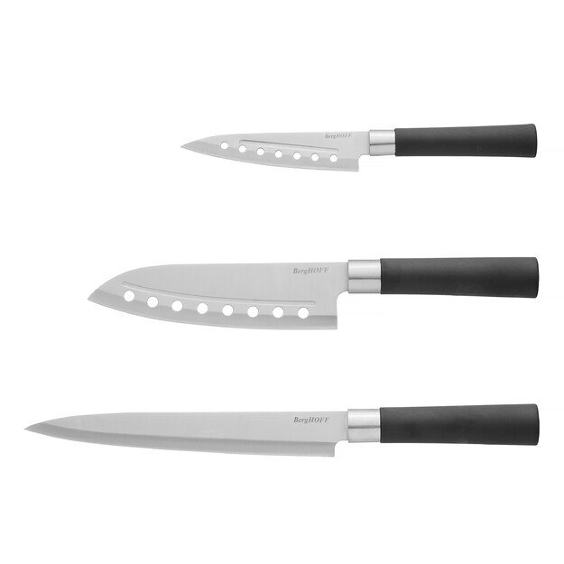 BergHOFF 3 dalių peilių rinkinys - Codon serija su pjaustymo ir Santoku peiliais sklandžiam, nepridegančiam pjovimui 