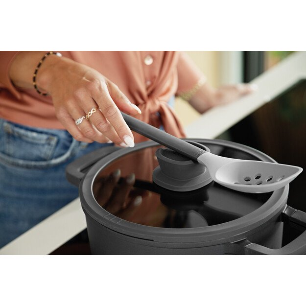 BergHOFF 24 cm puodas su dangčiu - Stone+ serija su CeraGreen danga ir dangteliu su šaukšto laikikliu 