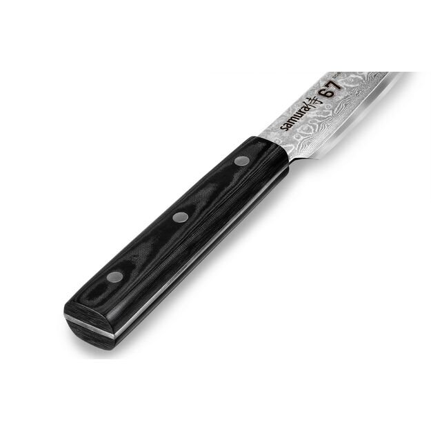 SAMURA Damascus 67 Tranchiermesser 230mm/9. Micarta Griff. H&auml;rte 61 HRC 
