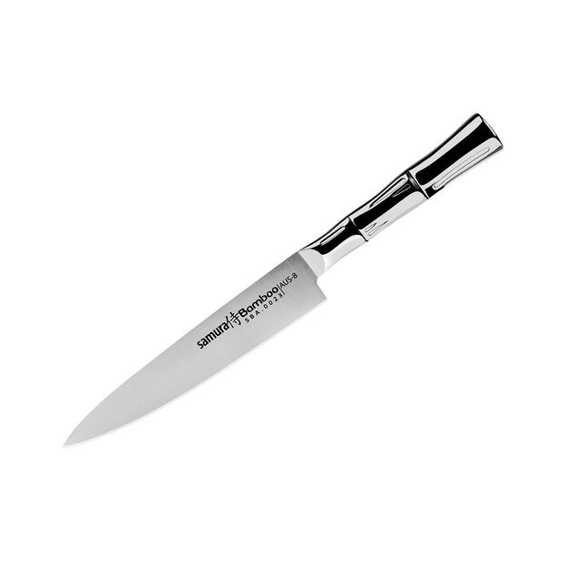 SAMURA Profi Allzweckmesser Ultra-scharf, gro&szlig;, aus japanisch AUS 8 Edelstahl, 15 cm Klinge, Stahl Handgriff, ergnomisch, rostfrei, Kochmesser, Spickmesser 