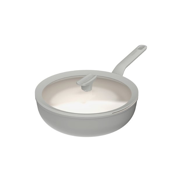 BergHOFF 28 cm wok keptuvė su dangčiu - Balance Moonmist mai&scaron;ymui keptuvė su stiklo dangčiu ir nupylimo funkcija 