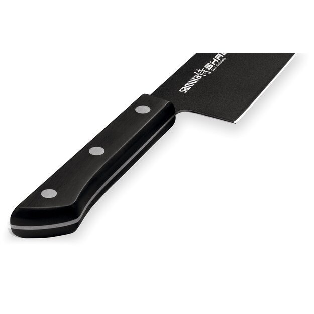 Samura SHADOW Santoku virtuvinis peilis 175 mm – juodas nelipnus paviršius, profesionalus, ilgaamžis pjovimas 