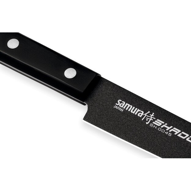 Samura SHADOW Nakiri virtuvinis peilis 170 mm, juodas nelimpančio dangos – profesionalus pjovimas ir ilgaamžiškumas 
