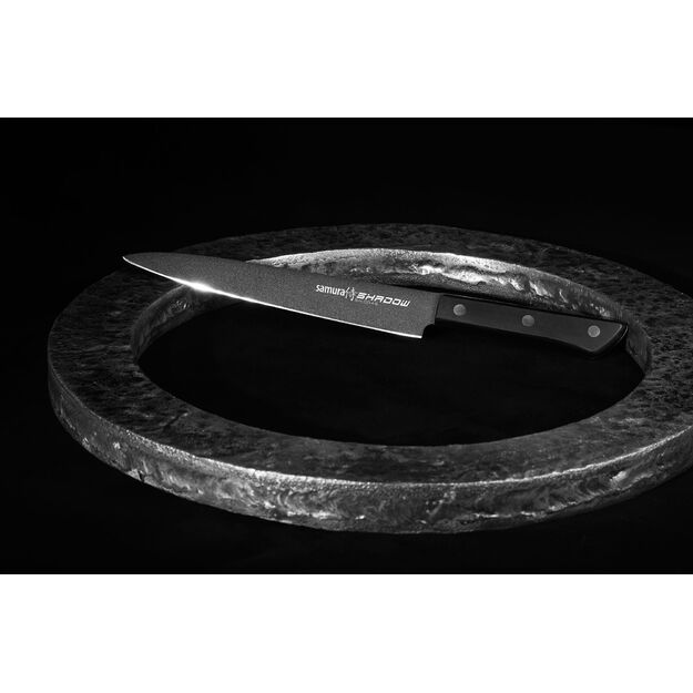 Samura SHADOW Nakiri virtuvinis peilis 170 mm, juodas nelimpančio dangos – profesionalus pjovimas ir ilgaamžiškumas 