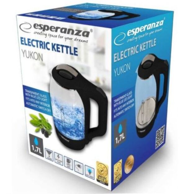 Elektrinis virdulys Esperanza EKK025K, 1.7L, stiklinis, su LED, 1500W 2