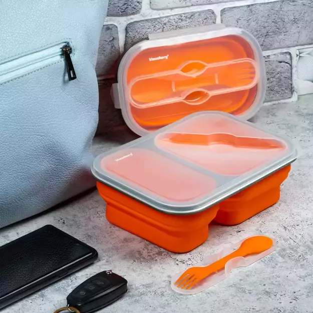 Pietų dėžutė iš silikono, 900 ml, oranžinė, Klausberg KB-7023O 2