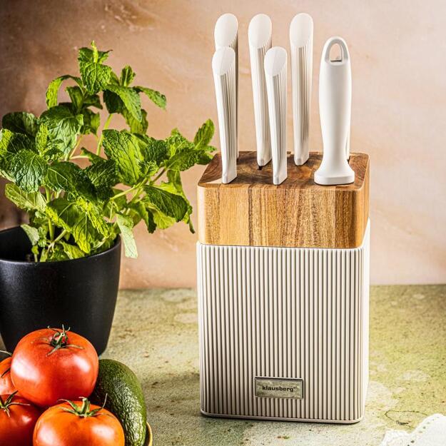Peilių rinkinys 8 dalių su akacijos medienos stovu Klausberg KB-7984 1