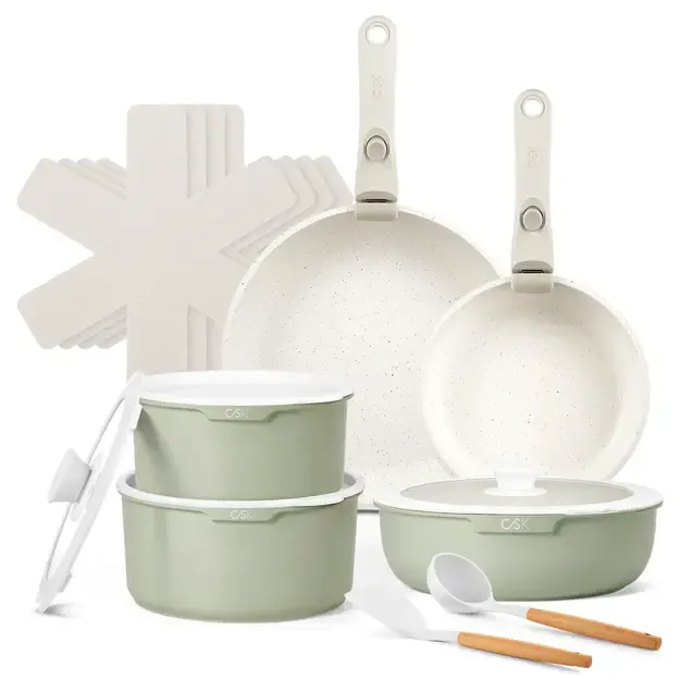 Puodų ir keptuvių rinkinys 17 dalių žalias CS Kochsysteme Breeze