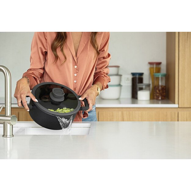 BergHOFF 24cm x 14cm aukštas puodas - Stone+ serija su stikliniu dangčiu ir ekologiška nepridegančia danga 