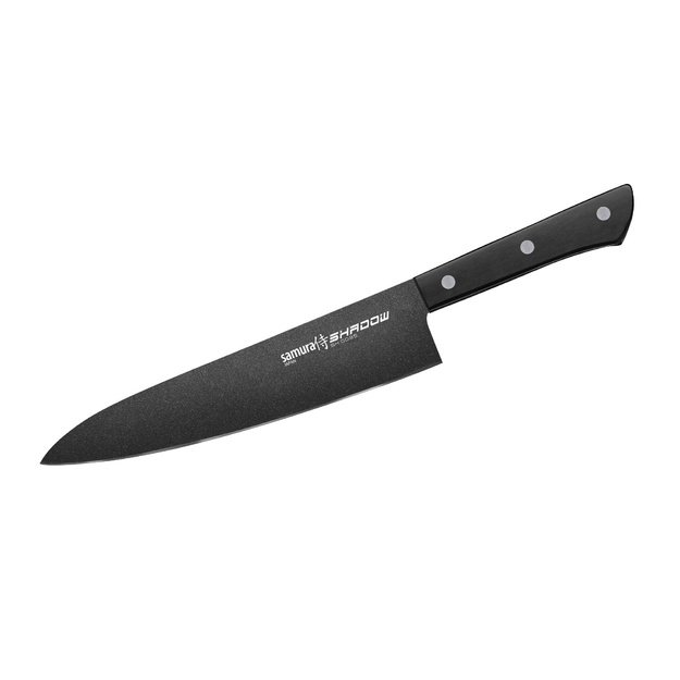 Samura SHADOW 208 mm (8,2 ) juodas šefo peilis, AUS-8, neprideganti danga – universalus profesionalus virtuvės įrankis