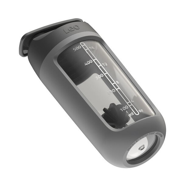 BergHOFF 0,5 l plaktuvo gertuvė - su miltelių skyriumi ir mai&scaron;ymo rutuliuku, skirta kokteiliams sporto salėje ar darbe 