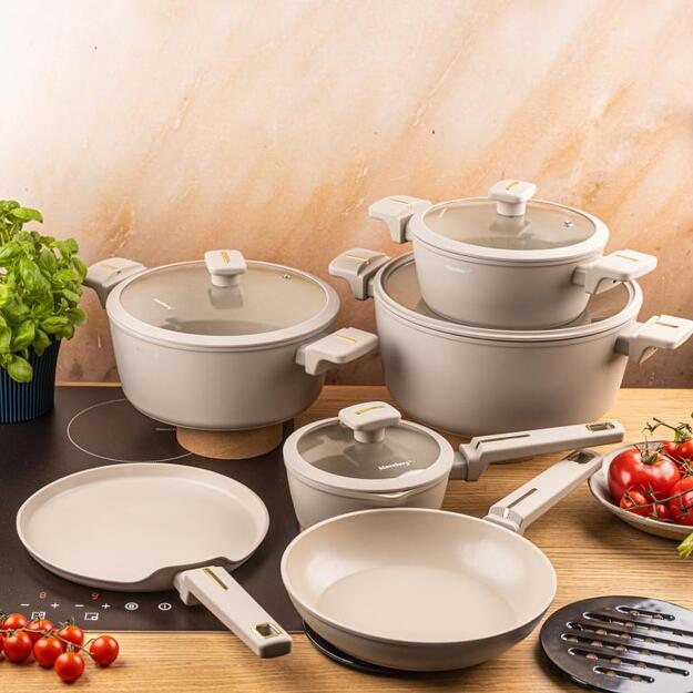 Klausberg KB-7967 12 dalių puodų ir keptuvių rinkinys, smėlio spalvos 7