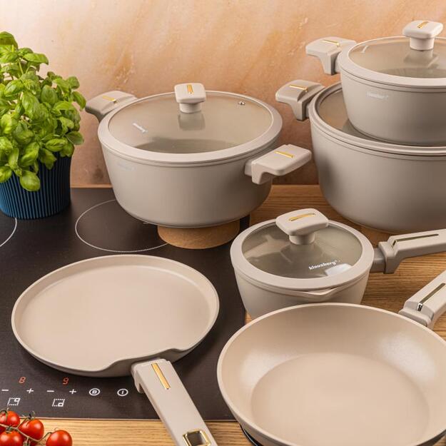 Klausberg KB-7967 12 dalių puodų ir keptuvių rinkinys, smėlio spalvos 4