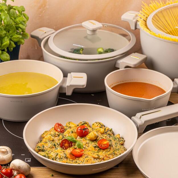 Klausberg KB-7967 12 dalių puodų ir keptuvių rinkinys, smėlio spalvos 5