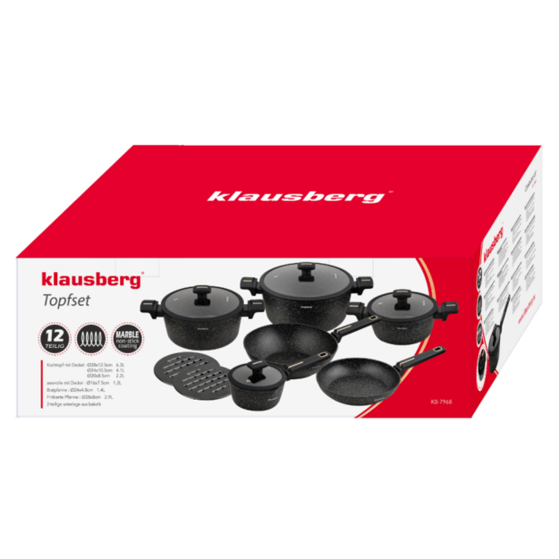 Puodų rinkinys su WOK keptuve 12 dalių Klausberg KB-7968 6