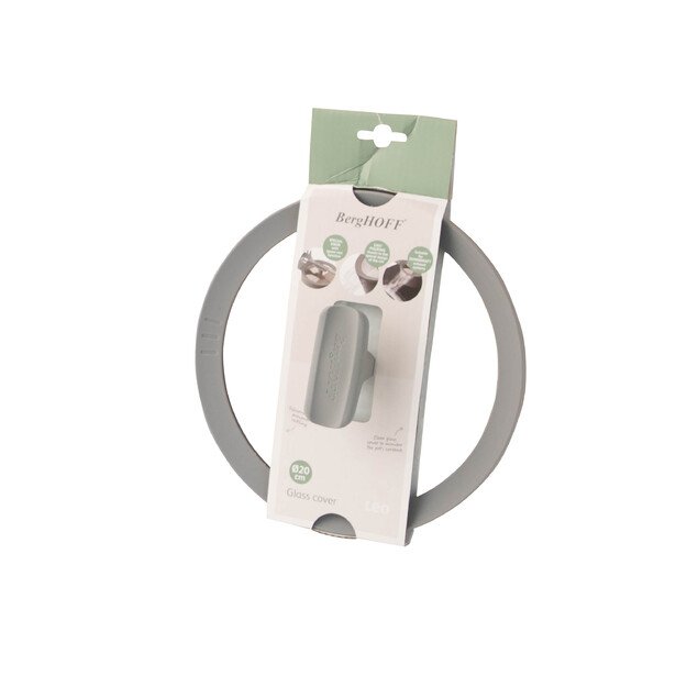 BergHOFF 20 cm stiklinis dangtis - Balance Moonmist su silikoniniu kraštu, garų anga ir šaukšto laikikliu 
