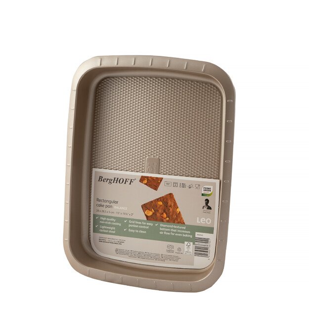 BergHOFF stačiakampė kepimo forma 34x25,5 cm - Balance serija su nepridegančia danga ir padalijimo linijomis 