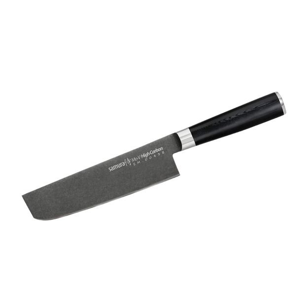 Samura MO-V Stonewashed Nakiri Knife - 6.6 inch (167mm) | Premium Japanese Steel Chef s Knife for Precise Vegetable Cutting 